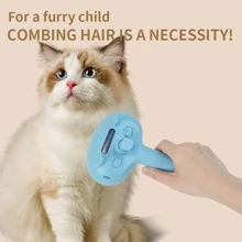 3-In-1 Steam Cat Brush With Water Spray Blue Light Disinfection - Usb Rechargeable, Self-Cleaning Pet Grooming Tool For Cats & Dogs