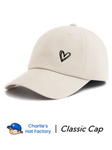1 pieza Gorra de béisbol con estampado de corazón, estilo clásico y casual retro, banda de sudor suave, ajustable, protección solar ligera, versátil gorra de papá vintage - Negro - Ver 5