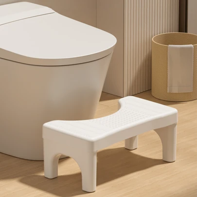 1pc Thick Toilet Stool Footrest Stool, Bathroom Foot Stool Suitable For Kitchen/Bathroom/Living Room/Bedroom Ergonomic Thick Leg Rest For Comfortable Seating And Feet Elevation, Ideal For Bathroom Routines, Kitchen Chores, Living Room Lounging, Or Bedroom Relaxation; Easy To Clean, Lightweight Yet Sturdy; Non-Slip Base For Ty; Supports Posture Improvement And Circulation, Ideal For Daily Use And Self Care; Compact Design Fits Under Most Counters And Desks; Versatile Convenience Accessory For Family Bathrooms And Home Spaces