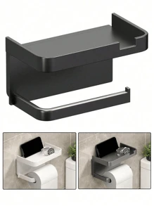 1 pieza Portarrollos de papel higiénico montado en la pared, hecho de plástico resistente a la oxidación, diseño autoadhesivo, práctico y conveniente, disponible en 3 colores para decoración de baño y otoño