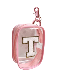 Portable Mini Transparent Zipper Storage Bag, Embroidered Letters On Towels, Compact Multifunctional Storage Device, Headphone And Charger Case With Keychain, Transparent Travel Accessories, Exquisite And Compact, Suitable For Storing Small Items, Data Cable Storage Bag, Bracelet Bag,Clay Figurine Model Portable Bag, Storage Bag, Transparent Pvc Material, Waterproof And Stain Resistant - Pink - View 13