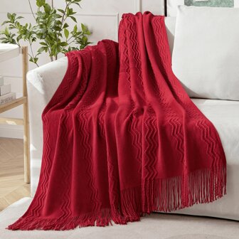 1pc Soft Sofa Throw Blanket, Solid Color Soft Texture Knitted Decorative Blanket, Lightweight & Warm For Living Room, Outdoor, Home Use