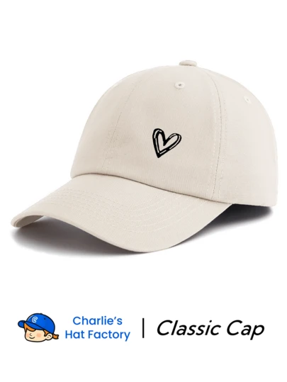 1pc Heart Print Baseball Cap, Classic Casual Retro Style, Soft Sweatband, Adjustable Size, Lightweight Sun Protection, Versatile Vintage Dad Hat, Suitable For Outdoor Sports, Daily Wear, Gatherings And Vacations, Perfect Gift For Family And Friends