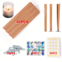 70/100 Stücke/Set Holzdochte, Kerzenherstellung Dochte 5,1 x 0,5 Zoll natürliches Kirschholz Holzkerzenwicke Kerzenkerne mit Eisenständer für DIY Kerzenmachen mit Basis, Kerzenwarnschilder, Basiskleber Aufkleber geeignet für Anfänger