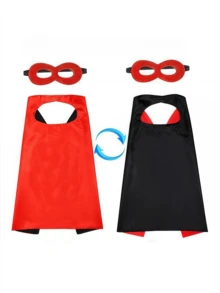 2pcs/Set Adult Superhero Cape And Mask, Costume Props Cloak, Superhero Theme Party Dress Up Attire - Multicolor - View 4