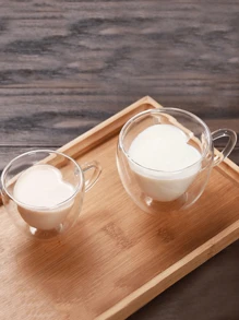 1 pièce Tasse à thé en forme de cœur d'amour - Tasse à café en verre transparent créative en forme de cœur, Mug isotherme à double paroi pour le lait, Mug à jus avec anse, Retour à l'école
