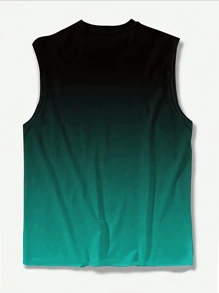 Plus Size Men's Geometric Gradient Printing Casual Sleeveless Shirt, Suitable For Outings And Street Wear
