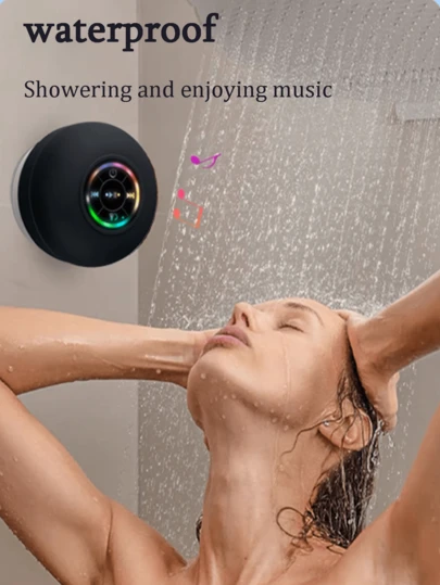 Portable Wireless Speaker With Large Suction Cup - Mini Home Subwoofer, Desktop & Bathroom Suction Cup Waterproof Speaker