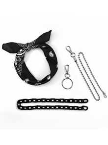 1pc Hip Hop Pants Chain Accessory, Fluorescent Resin Pants Chain, Cashew Flower Square Scarf Waist Chain Summer, School Fall, Autumn, Halloween - Multicolor - View 2