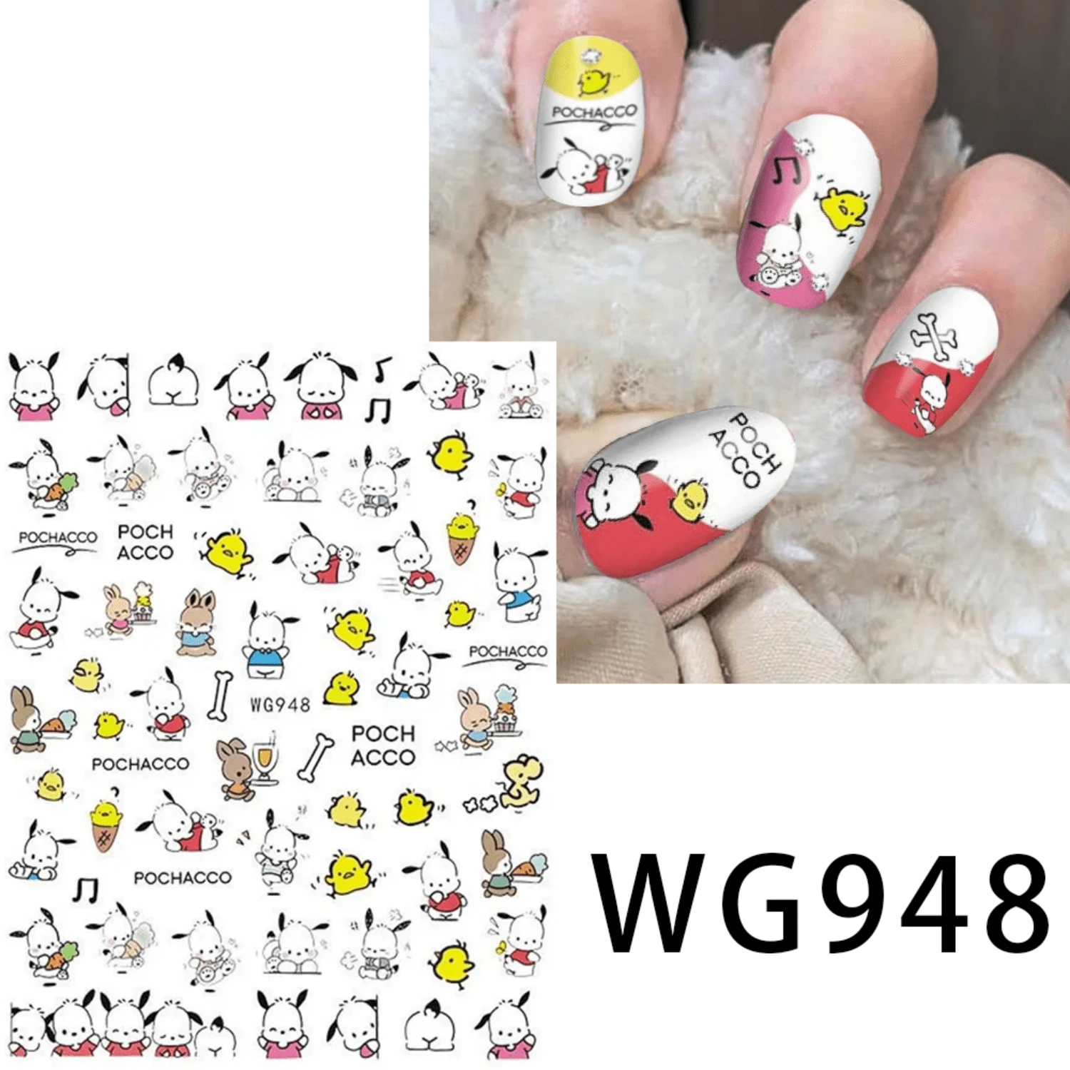 Sanrio Pegatinas de arte de uñas lindas de Sanrio - pegatinas de anime autoadhesivas que incluyen Cinnamoroll, Pompompurin, My Melody y Kuromi, Hello Kitty, con acabado brillante, plástico duradero, colores vívidos, adecuado para manicura y pedicura DIY, aplicable para fiestas, cumpleaños y regalos festivos