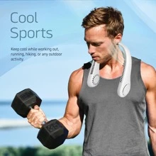 AOYI 1pc Rechargeable Portable Halter Fan With 800mAh Battery, 3 Speed Adjustable, Minimalist Design For Outdoor Use With Charging Cable