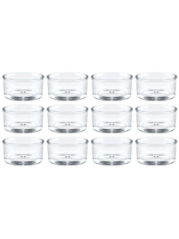 12 piezas Portavelas de vidrio transparente para velas de té, vasos para velas de té, apropiados para bodas, cenas de fiesta, decoración de mesas, fiestas, decoración del hogar
