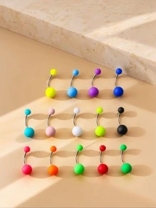 15 piezas de anillos para el ombligo de acero inoxidable hipoalergénico de arcoíris con acabado mate liso, populares en Europa, América, Oriente Medio y África para uso diario y festivales