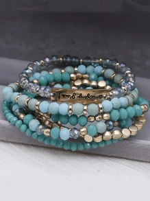 Set de 6 pulseras de cuentas de vidrio y CCB para mujeres, color raíz de loto, de verano