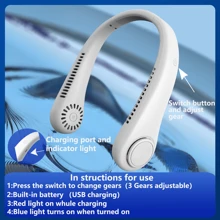 AOYI 1pc Rechargeable Portable Halter Fan With 800mAh Battery, 3 Speed Adjustable, Minimalist Design For Outdoor Use With Charging Cable