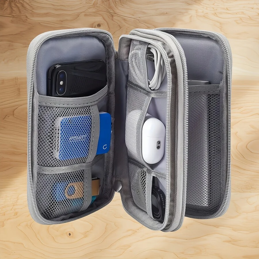 Organizador de bolsa de almacenamiento de cables de datos digitales, bolsa de viaje portátil para disco duro externo, power bank, cables de carga de auriculares, estuche de teléfono móvil