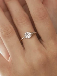 1 pièce Bague de mariage avec 6 griffes, design classique, diamant Moissanite de couleur D de 1 ct, anneau en argent sterling S925, convient pour les fiançailles, les épouses, les petites amies, les cadeaux d'anniversaire, les cadeaux d'anniversaire de mariage, bijoux de mariée de haute qualité