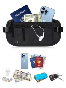 Super Slim RFID Protected Money Belt And Passport Holder - 黑色 - 查看 3