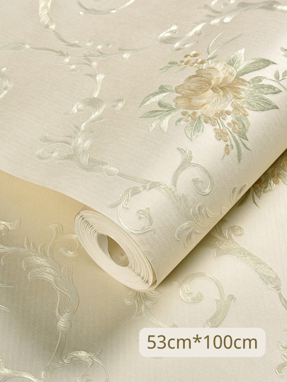 Roll 53*100cm3D Bloemen Wallpaper, Self Adhesive Non Woven Fabric Removable Flower Pattern, Bedroom Living Room ation, ation TV Background Wand Sticker,53*300cmOptional view 8