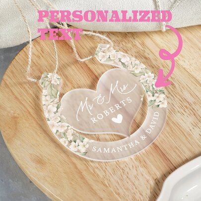 1/3pcs Acrylic Wedding Decorations, Customizable Text, Personalized Horse Shoe Wedding Gift, Mr & Mrs Gift, Lucky Horse Shoe Gift, Wedding Decor, Multifunctional, Decorative, Ideal Gift For Her, Boyfriend, Dad, Girlfriend, Mom, Family, Friends, Suitable For Tea Room, Home, Garden