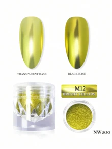 6-Color Summer Green Mirror Metal Chrome Powder Set, Gold, Green, Pink, Silver Magic Mirror Powder Set Holographic Glitter Powder For Nail Craft Powder Electroplated Metal Glitter Powder - Multicolor - View 14