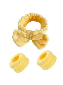 1 pièce Ensemble de serre-tête et bracelet à nœud unicolore pour femmes, accessoires capillaires simples, serre-têtes, élastiques à cheveux