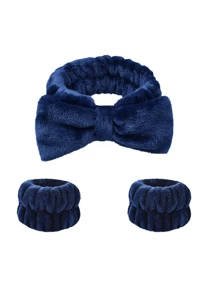 1 pièce Ensemble de serre-tête et bracelet à nœud unicolore pour femmes, accessoires capillaires simples, serre-têtes, élastiques à cheveux