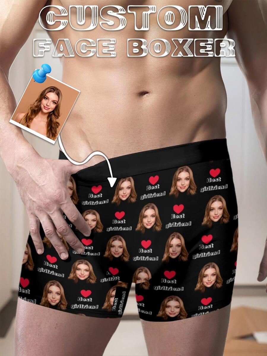 Customized Underwear Personalized Photo Printed Face Boxer, Best Girlfriend Novelty Men's Boxer Briefs Underpants Shorts Pants For Boyfriend Dad Birthday Valentine's Day,Dawg,Colorful,Cute,Adorable,Contracted,Funny,Custom,Unique,Customized,Personalized,Ideal Gifts For Him,Ideal Gifts For Her,Boyfriend,Girlfriend,Family,Friends,Her,Men Shorts