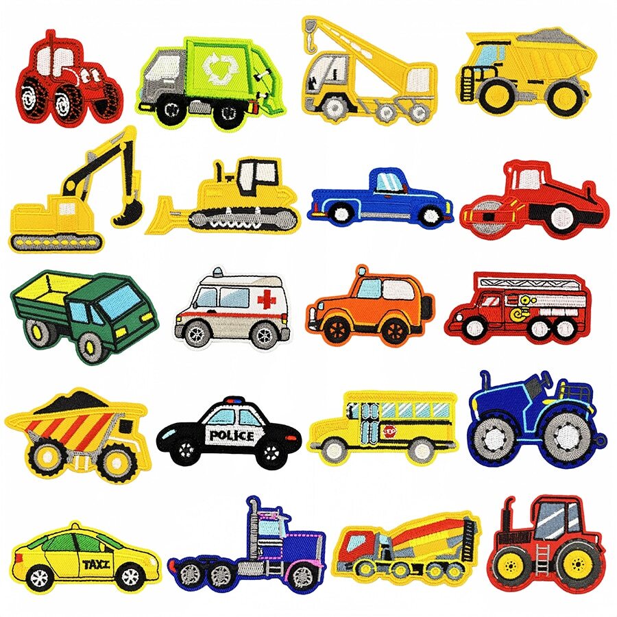 20 件卡通汽车熨烫补丁，缝制刺绣贴花修补补丁 DIY 工艺品适用于服装夹克牛仔裤裤子连衣裙背包帽子装饰礼物