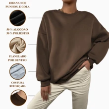 Moletom Gola Careca Estampado Fileira de Corações Fofo Soft Feminino Menina Confortável Outono - Preto - Visão 4