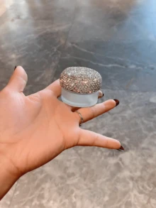 1 件玻璃可再填充罐，镶嵌奢华水钻，适用于旅行装粉底液、保湿霜，非常适合送礼 - 銀色 - 查看 8