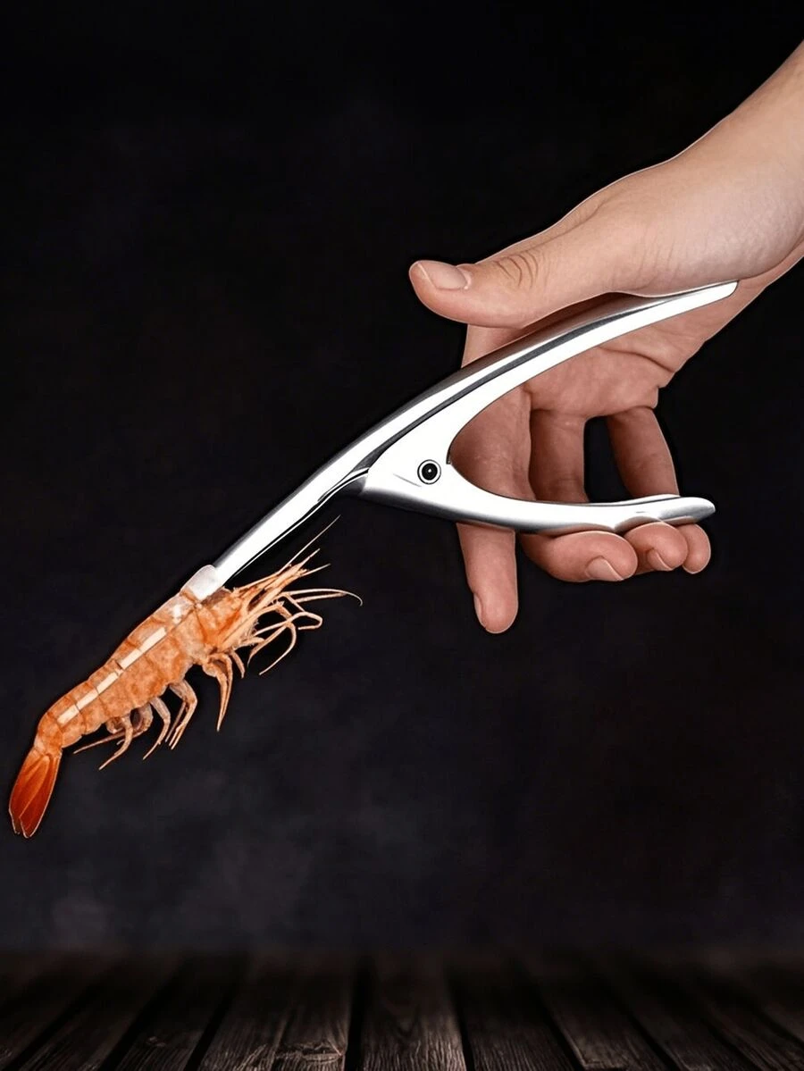 1 pieza Desvenador de camarones de acero inoxidable - Mango ergonómico, preparación eficiente de mariscos para facilitar el pelado y la limpieza, utensilio de cocina