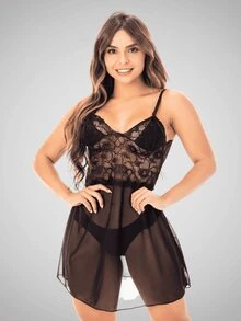 Kit 3 Women's Sensual Transparent Lingerie Without Cups - 紅色 - 查看 4
