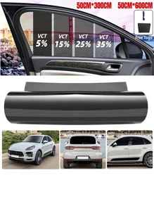 1 Roll 50x300cm/19.68*118.11in 1/5/15/25/35/50% VLT Car Window Tint Window Privacy Film, Car Shade Front Windshield, Heat & UV Block And Scratch Resistant, Blackout Window Film Auto Car Windshield Sun Shade Roll,Privacy And Privacy Prevention, High Light Transmission Does Not Block The Line Of Sight, Protection Of Privacy And Driving Double Protection! Add Installation Kit