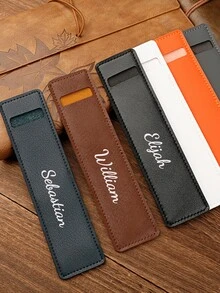 Personalized Custom New Leather Rectangular Button Pen Pouch, Single Steel Pen, Signature Pen, Protective Pen Pouch, Can Print Logo, Pencil, Ballpoint Pen Bag, Back To School. - Multicolor - View 6
