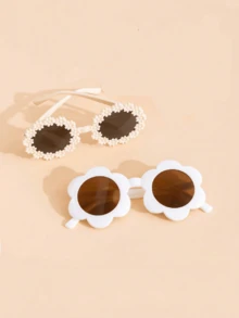 2/4 Girls Cute Small Flower Glasses Simple Versatile Glasses - Multicolor - View 5