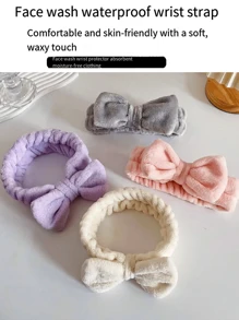 1 pièce Ensemble de serre-tête et bracelet à nœud unicolore pour femmes, accessoires capillaires simples, serre-têtes, élastiques à cheveux