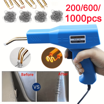1 uppsättning svetsmaskiner för plast, verktygssats för reparation av sprickor i plaststötfångare, med 200/600/1000 svetsspik, svetspistol för plast lämplig för sprickreparationsverktyg
