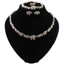 Conjunto de Joias de Noiva com Tema de Elefante Estilo Dubai, Colar Banhado a Ouro com Cristais + Brincos + Anel + Pulseira, Adequado para Casamento, Festa, Noivado, Presente de Aniversário - Ouro amarelo - Visão 9