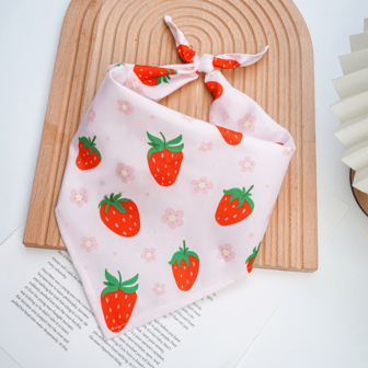 1pc Pet Fruit Pattern Daily Scarf, Strawberry & Lemon Design Dog Bandana, Pet Drool Bib