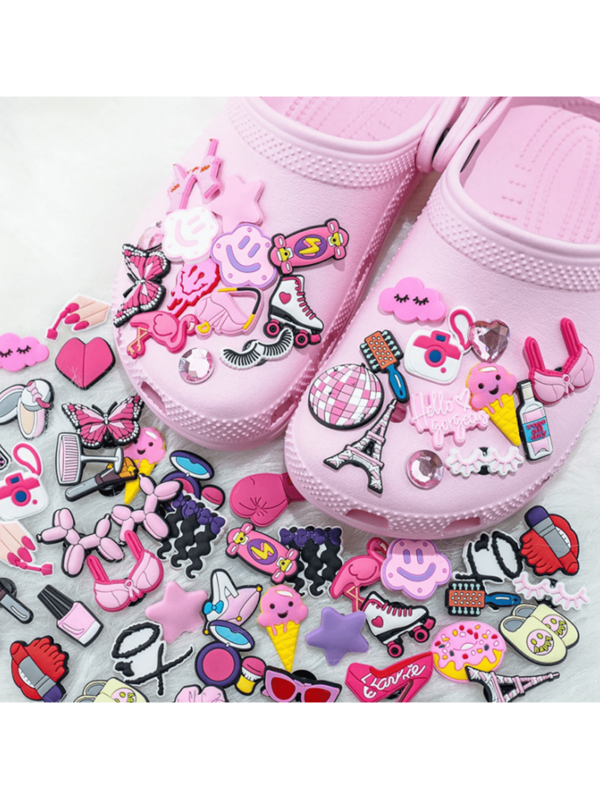 10/20/30pcs Random PVC Shoe Decorations, Cute Garden Themed Shoe Charms Bracelet Ornaments, Various Designs Suitable For Girls, Boys And Adults Party Gifts