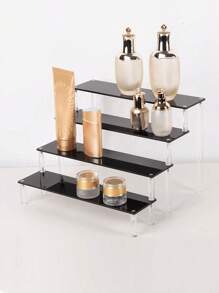 1pc Acrylic Cosmetic Organizer Rack, Multi-Tier Display Storage Shelf For Perfume, Skincare, Makeup Items, Reinforced Sturdy Pyramid-Shaped Stand For Living Room, Bathroom, Bedroom, Home Decor,For Holiday Beach, Bathroom Collection, Bedroom Collection, Large Capacity