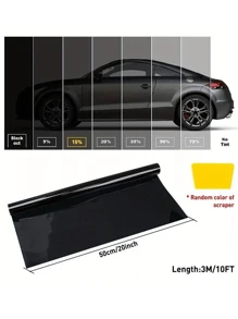 1 Roll 50x300cm/19.68*118.11in 1/5/15/25/35/50% VLT Car Window Tint Window Privacy Film, Car Shade Front Windshield, Heat & UV Block And Scratch Resistant, Blackout Window Film Auto Car Windshield Sun Shade Roll,Privacy And Privacy Prevention, High Light Transmission Does Not Block The Line Of Sight, Protection Of Privacy And Driving Double Protection! Add Installation Kit