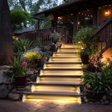 6pcs 13LED Warm Light, Solar Light, Courtyard Light, Outdoor Garden Waterproof Light, Solar Stair Light, Step Light, Fence Light, Terrace Light, Terrace Light, Suitable For Villa, Garden, Terrace And Courtyard Decoration