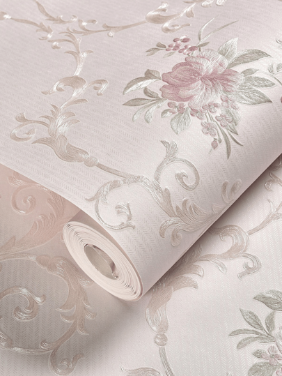 Roll 53*100cm3D Bloemen Wallpaper, Self Adhesive Non Woven Fabric Removable Flower Pattern, Bedroom Living Room ation, ation TV Background Wand Sticker,53*300cmOptional