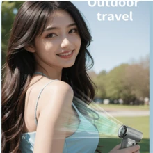 Akane 便携式手持风扇，可调速（1-9），迷你风扇，带3000mAh可充电电池，金属机身，数字显示，适合女性/男性，旅行/露营/户外礼物，棕色 - 彩色 - 查看 6