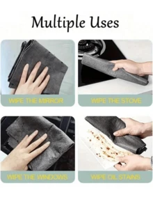 5/10/20pcs Streak-Free Magic Glass Cleaning Cloth, Waterless Printing Microfiber Scraping Cloth, Gray Glass Wiping Rags - Multicolor - View 6