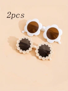 2/4 Girls Cute Small Flower Glasses Simple Versatile Glasses - Multicolor - View 8