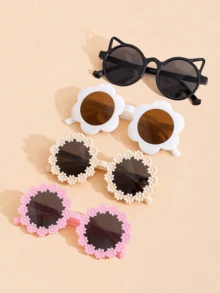 2/4 Girls Cute Small Flower Glasses Simple Versatile Glasses - Multicolor - View 6