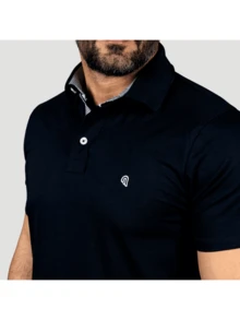 Basic Polo Shirt Premium Cotton Fabric Collar - Black - View 4